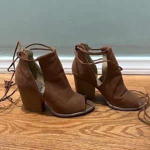 Brown Cut Out lace up booties